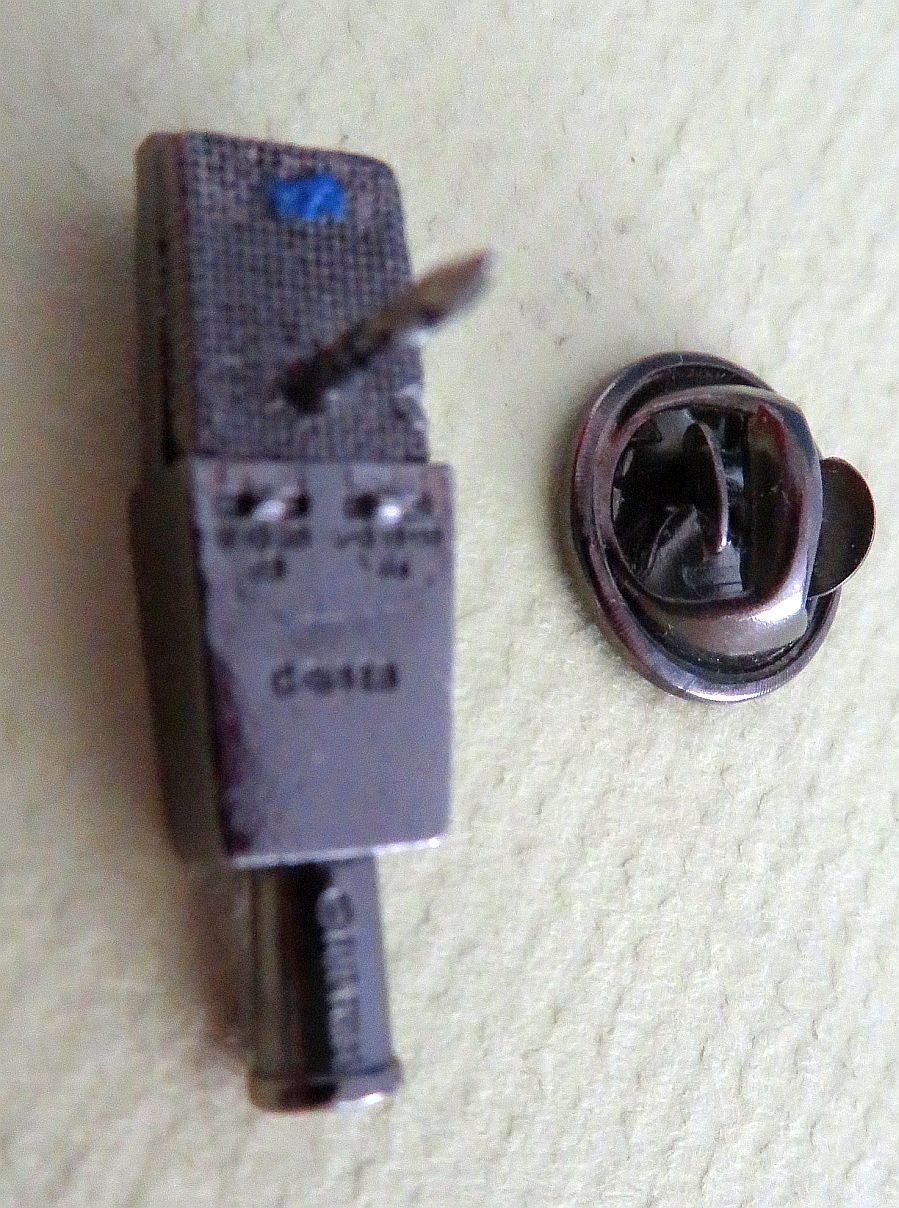 Vintage AKG C414 Microphone Black Finish Future Primitive Pin Music Pin Back
