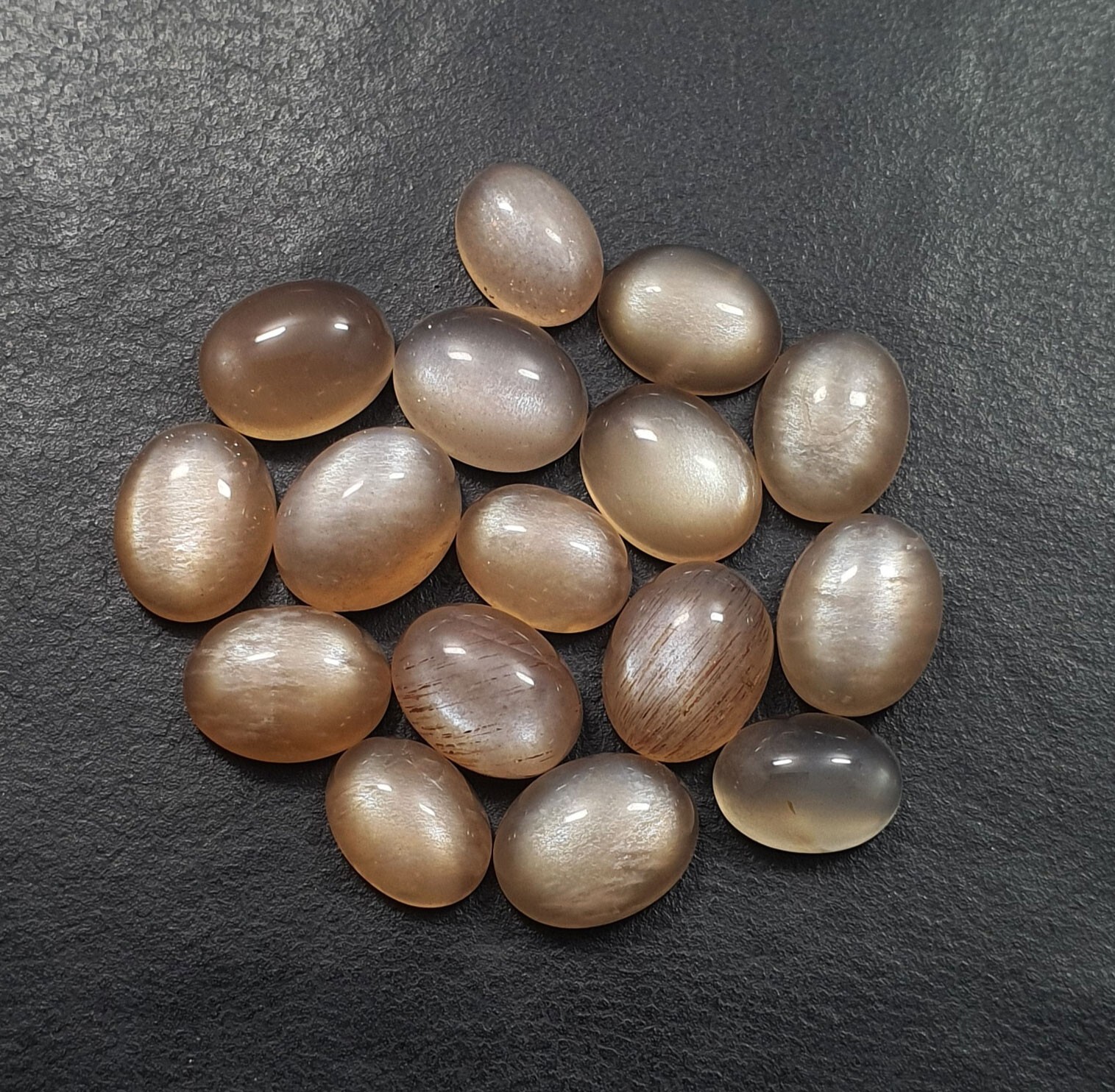 30.85 Ct Natural Oval Brownish Peach Moonstone Cabochon Lot AAA Gems 8-9×6-7 MM