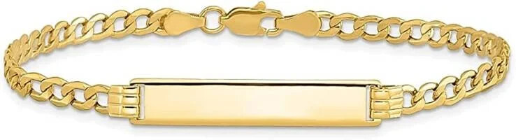 14K Solid Yellow Gold Baby/Kids Cuban link ID Bracelet ( FREE ENGRAVING)