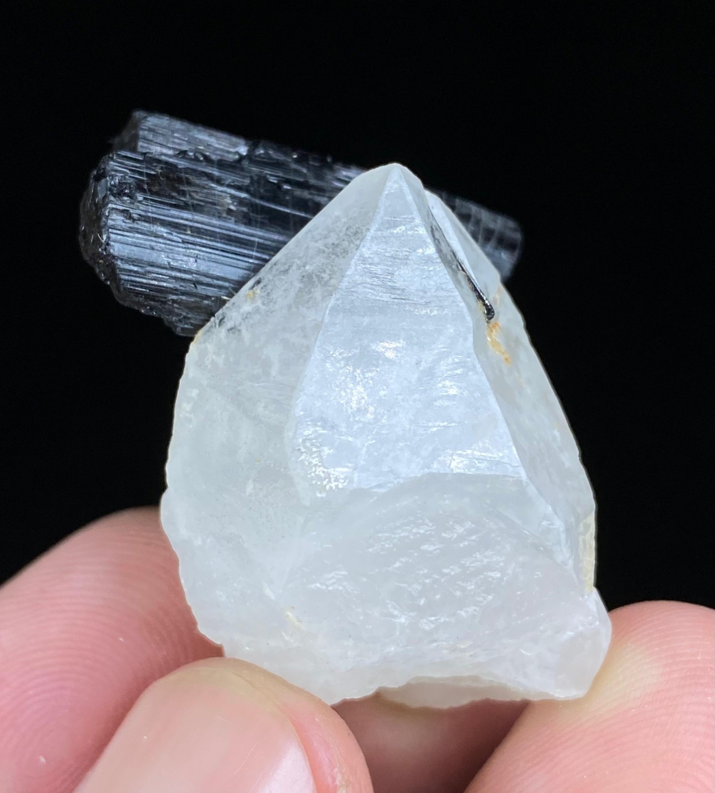 Natural Quardz With Black Tourmaline Crystal Specimen