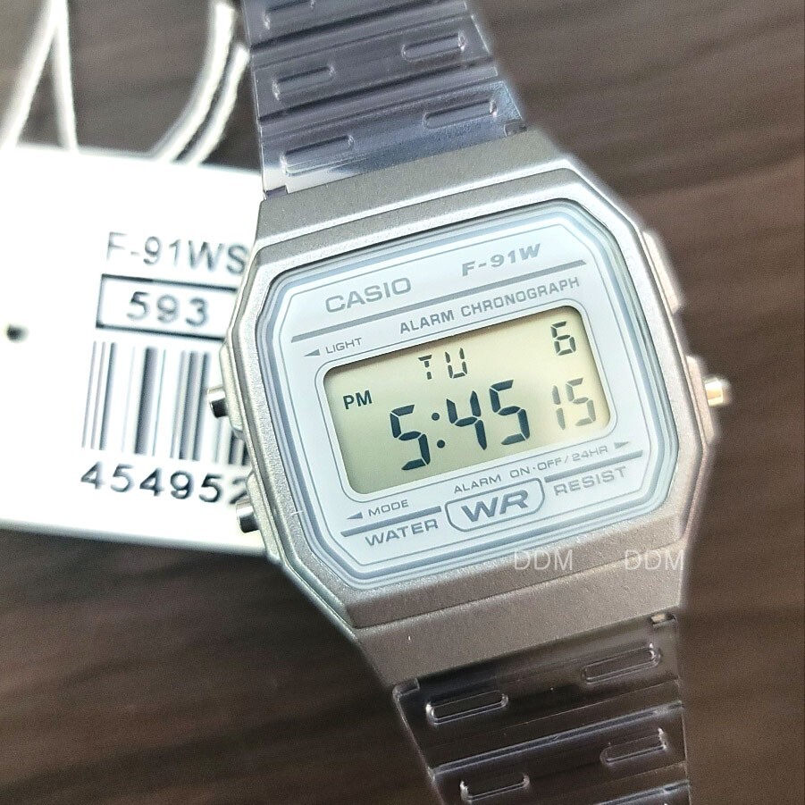 Casio Transparent Resin Digital Unisex Watch Original New F-91WS-8DF