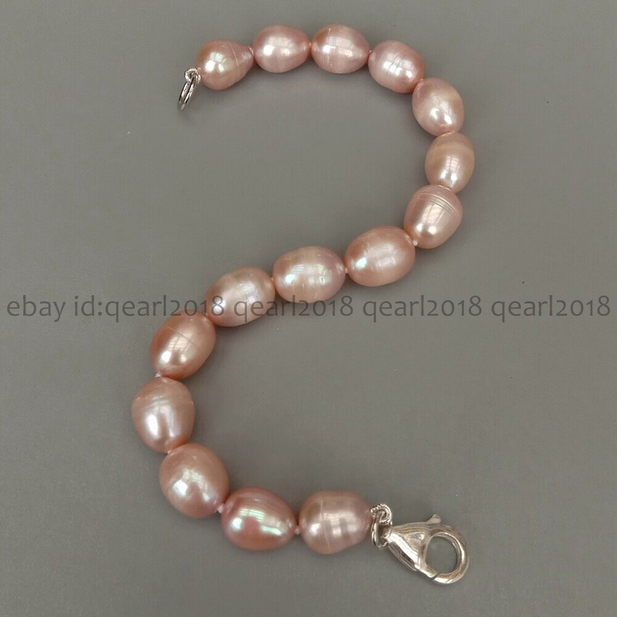 Natural White Black Gray Pink Purple Rice Cultured Pearl Beads Bracelet 7-8.5”
