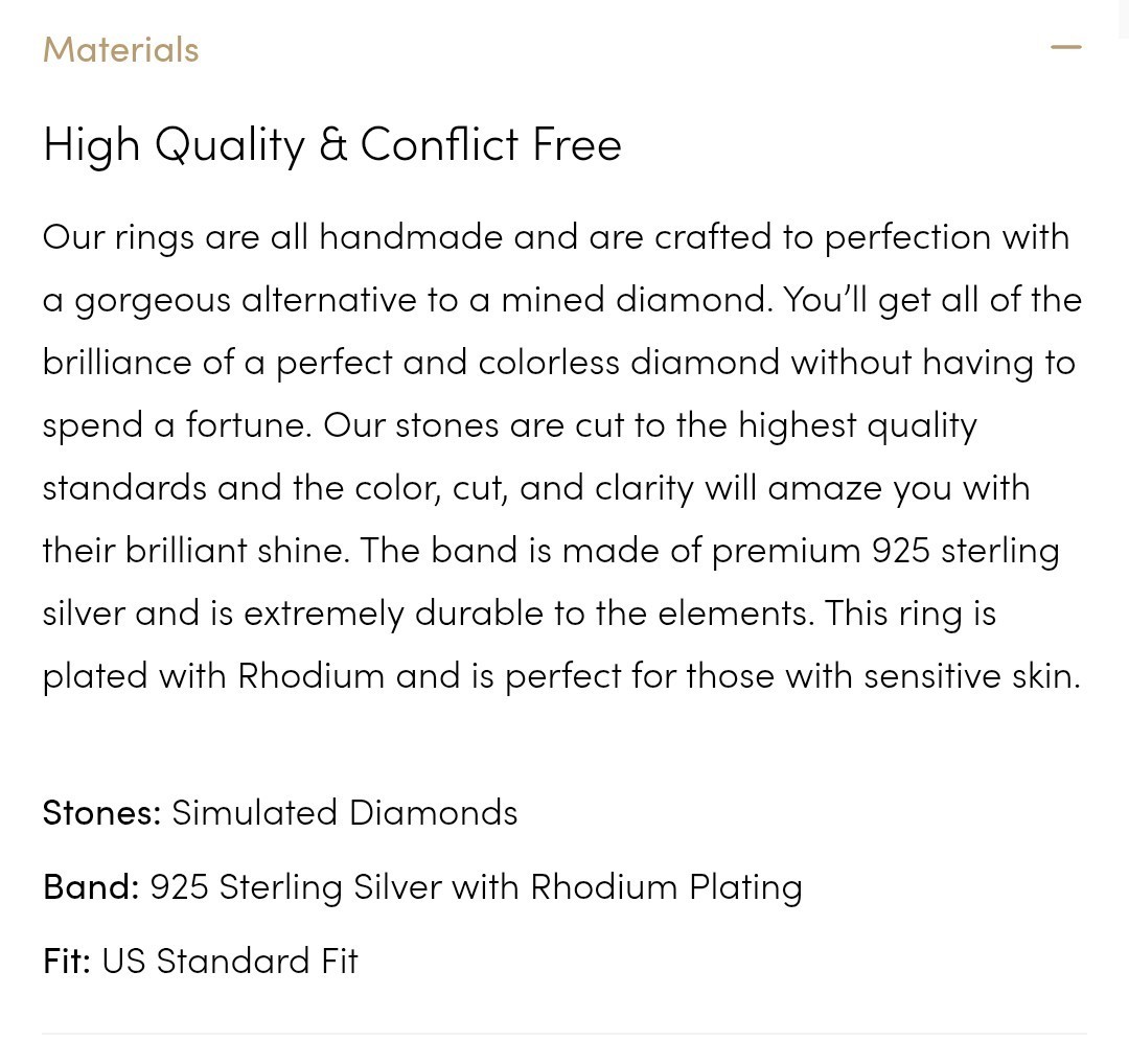 Modern Gents The Camille 3ct Radiant Cut SIMULATED Diamond Size 10