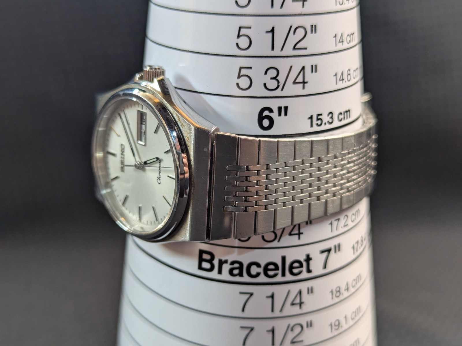 Vintage Seiko Chronos 5H23-7D20 Quartz Day Date Kanji Stainless Mens Watch 6.5″