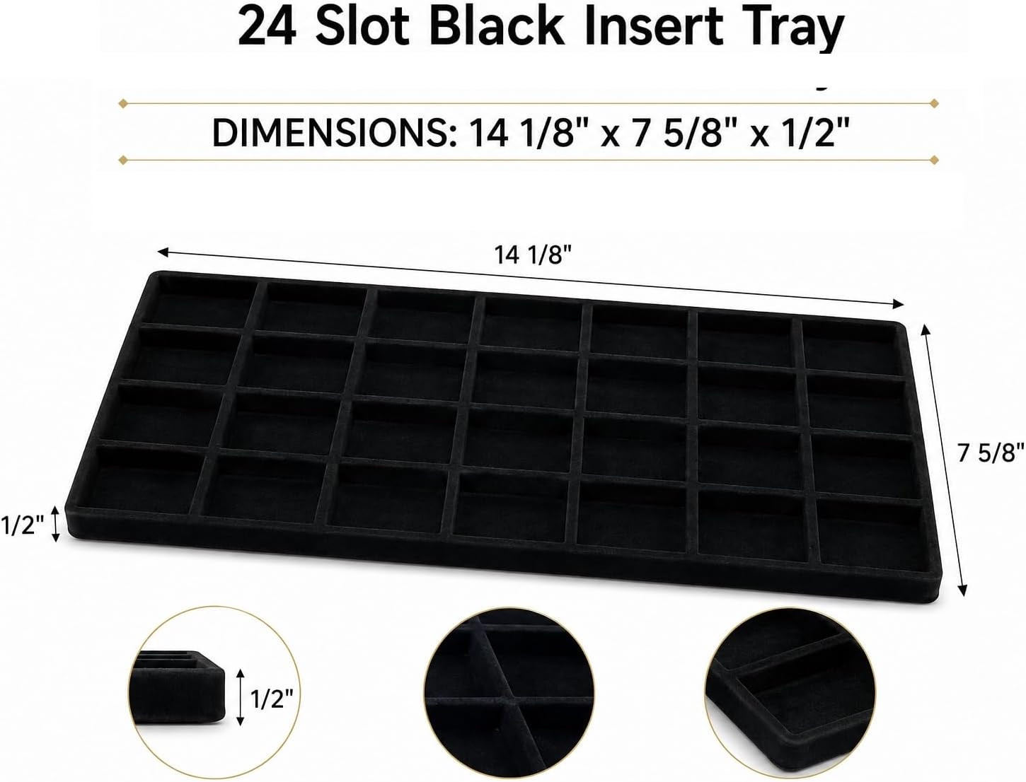 RJ Displays 2 Pack Black Jewelry Tray Organizer, Pendant and Charm Display Tray