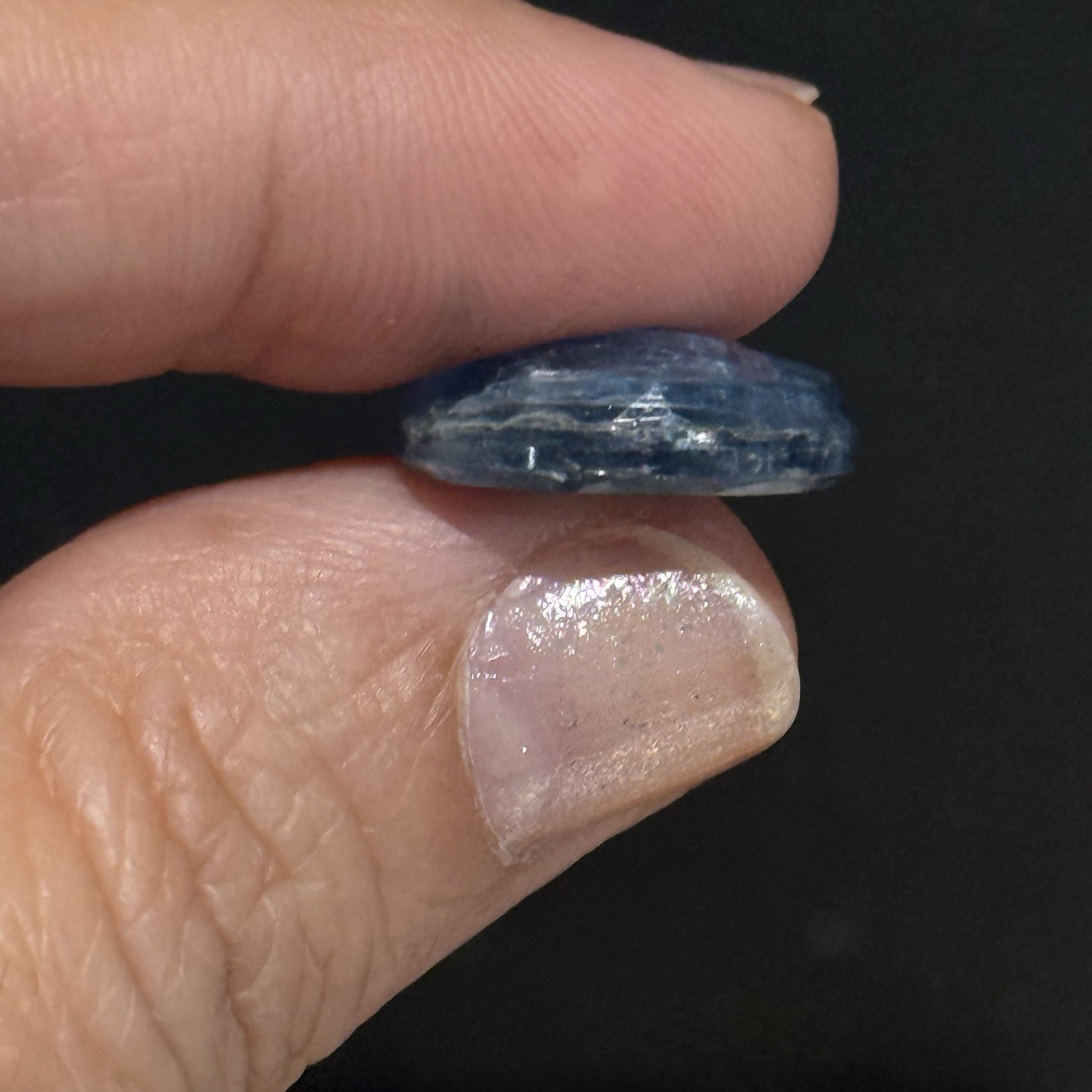 12.1ct 16.4×12.2×5.6mm Fine Blue Faceted Kyanite Oval Cabochon Loose Gem