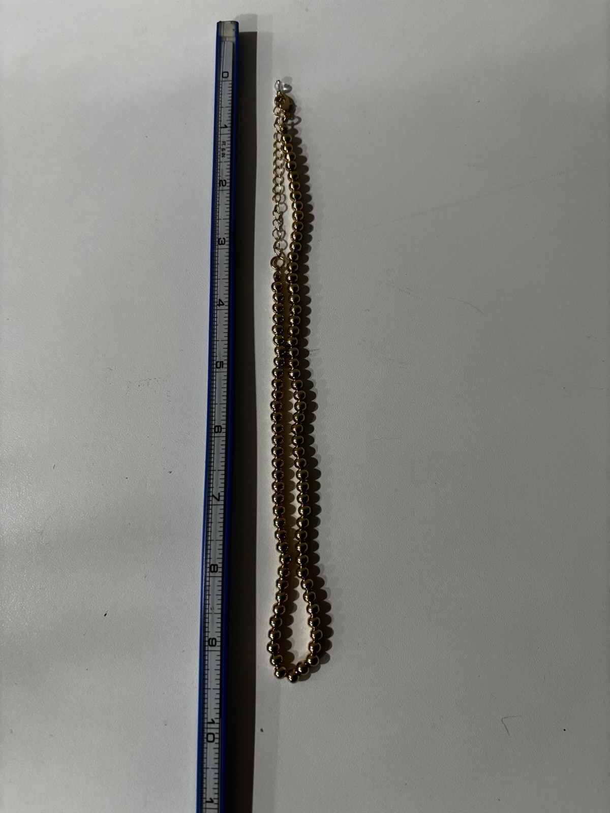 Gold Tone Ball/Bead Chain Necklace 18 in Metal Lobster Clasp No Stone