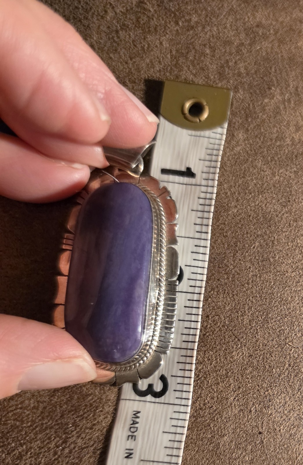 Beautiful Large Navajo Sterling Silver Sugilite Pendant by Kay Yazzie