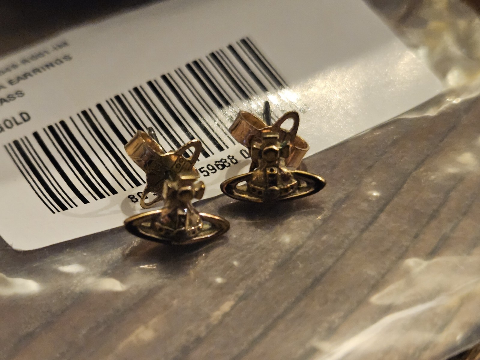 Vivienne Westwood Brass / Gold Vera Petite Orb Earrings Boxed