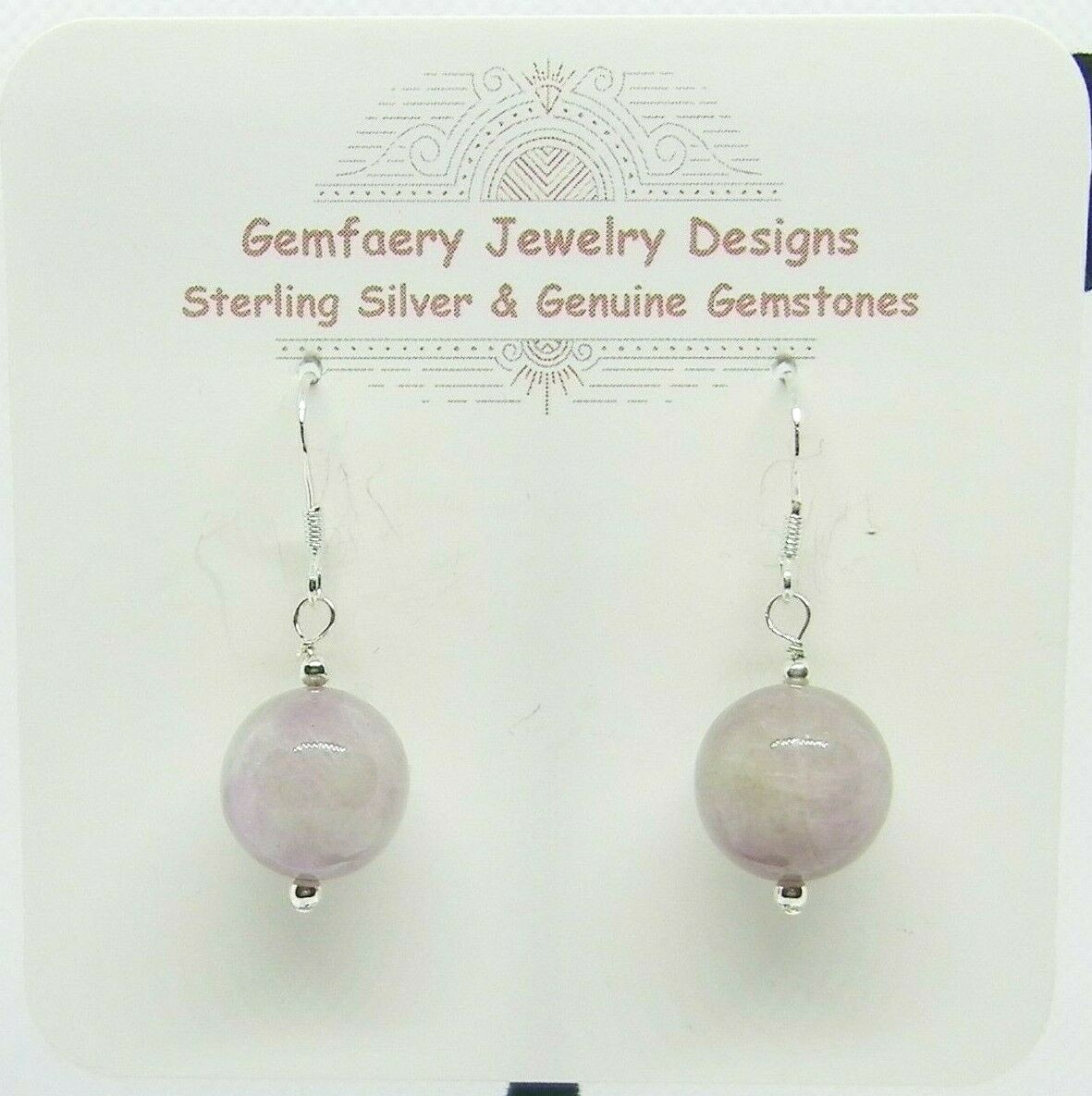 Sterling Silver Natural KUNZITE Gemstone Dangle Earrings #1117…Handmade USA