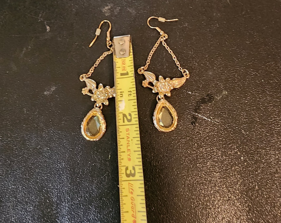 VICTORIAN-CHANDELIER STYLE GOLD-CITRINE CZ EARRINGS