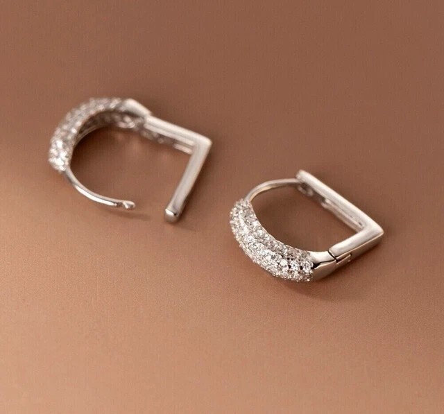 Pretty Round Cut Simulated Diamond Clip On Huggie Hoop In 14k White Gold Plated