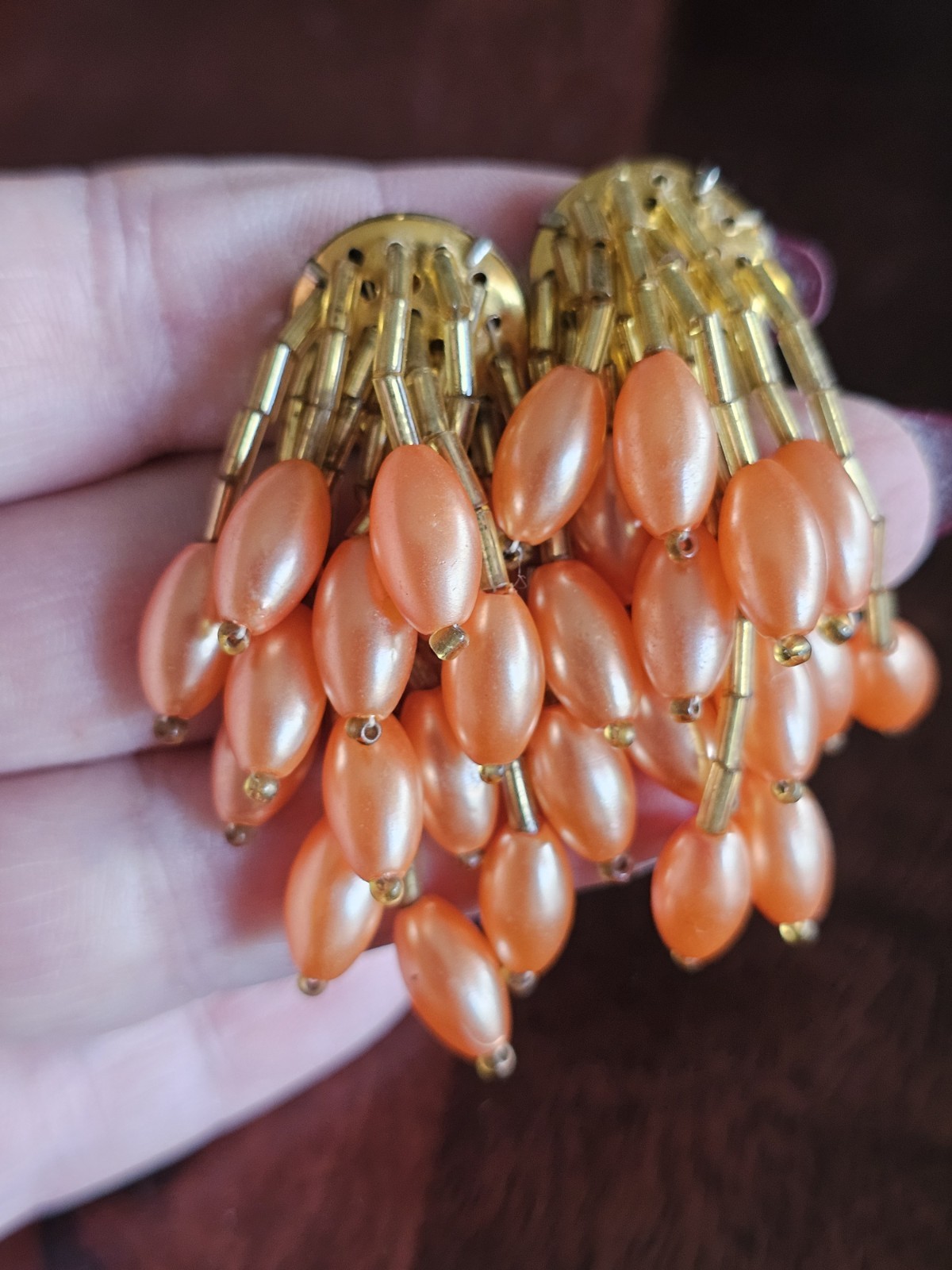 Retro BEADED DANGLE CLIP EARRINGS VINTAGE ESTATE