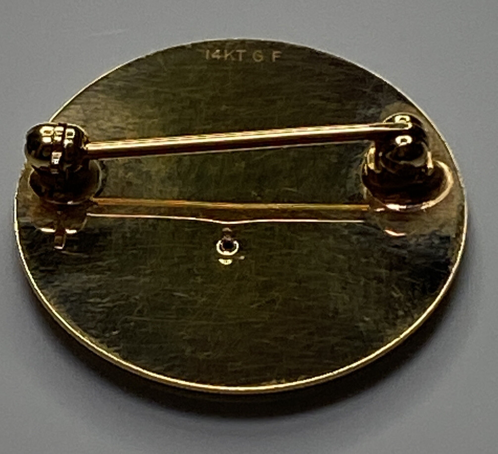 14K Gold Filled 24.3mm 2 Gram NV 25 Monogrammed S Pin W/ Diamond Vintage