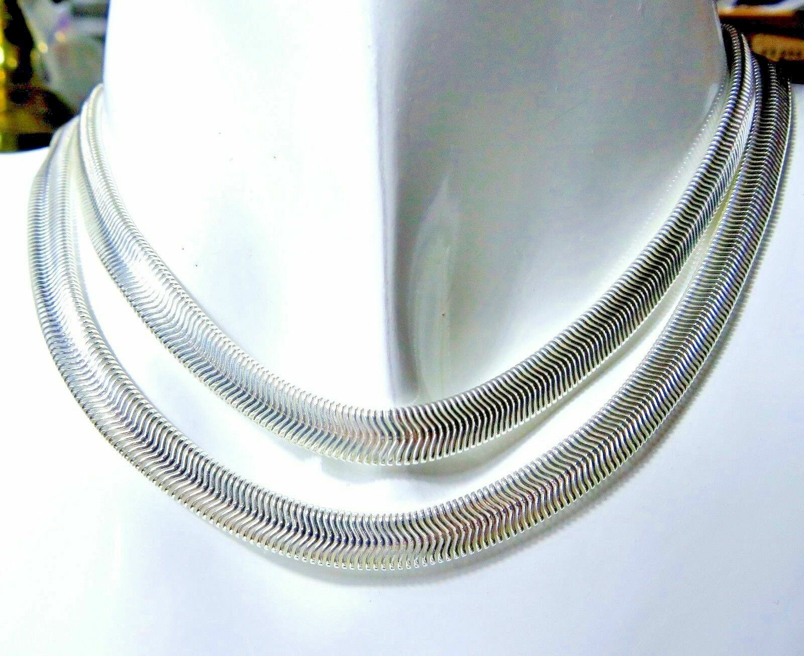 925 Sterling Silver 6mm Smooth Chunky Italian Flat Snake Chain Necklace H788