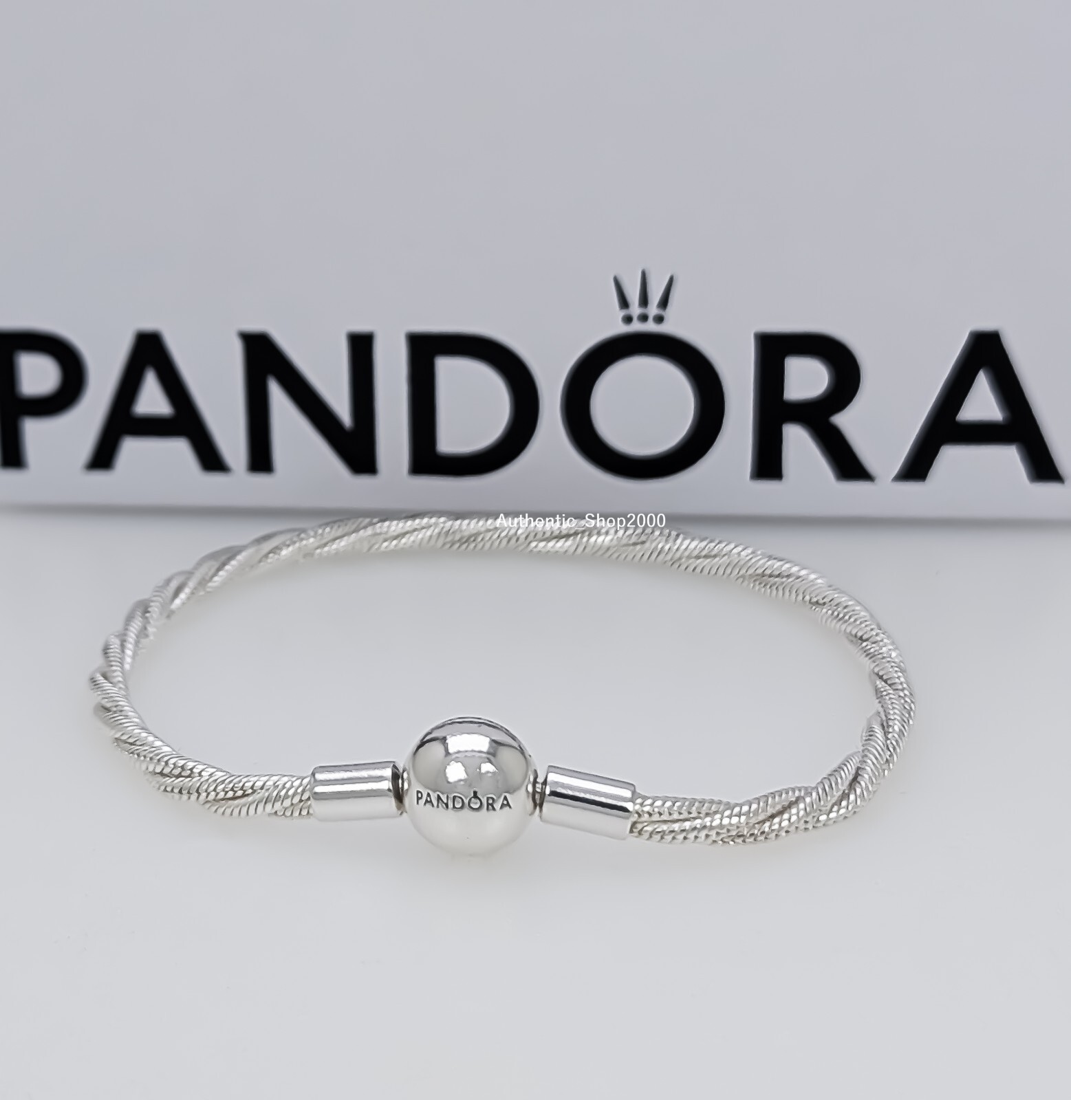 NEW 100% Genuine 925 Round PANDORA Clasp Twisted Snake Chain Bracelet 593757C00
