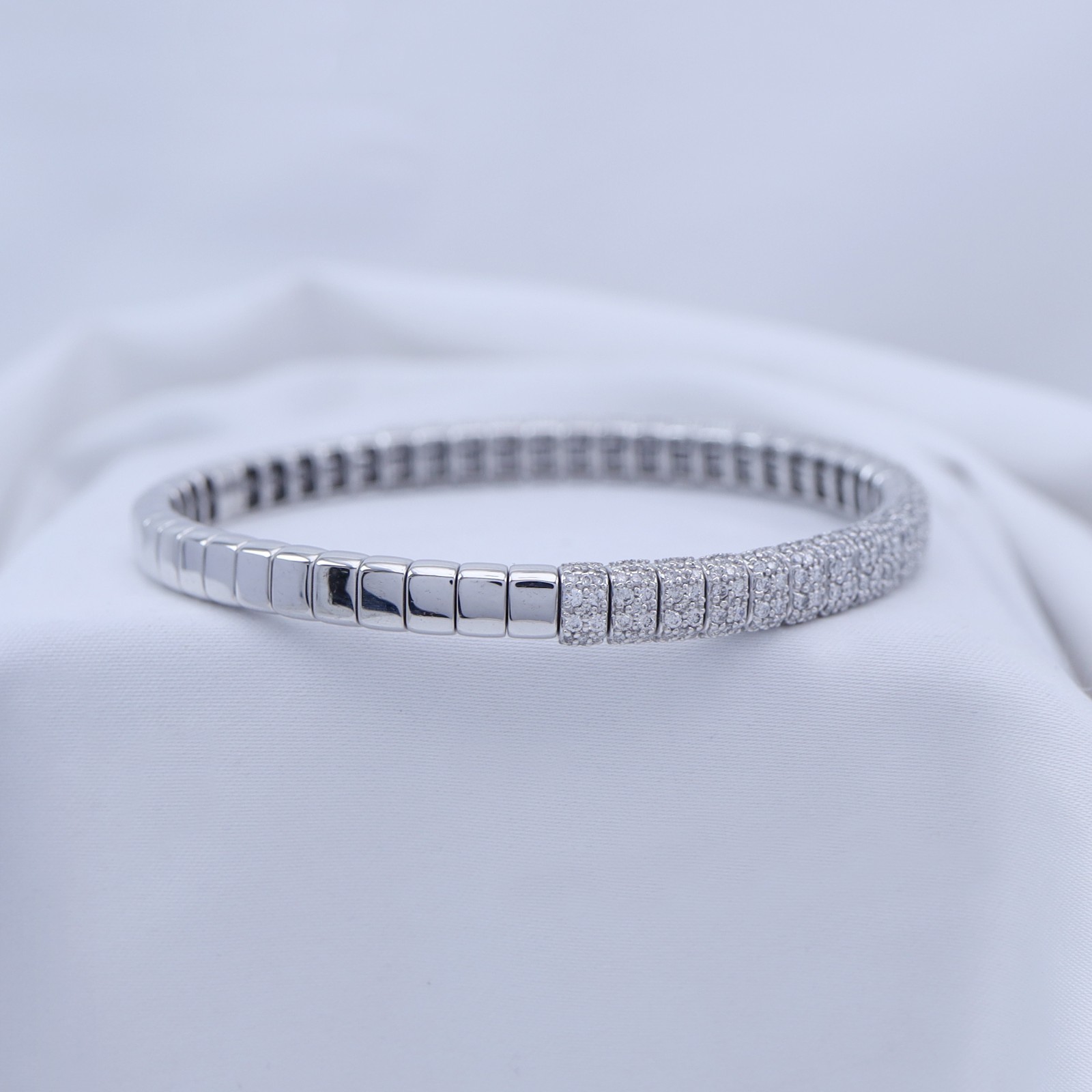 2.60 Ct Round Lab Grown Diamond Stretch Bracelet 7″ 14K White Gold