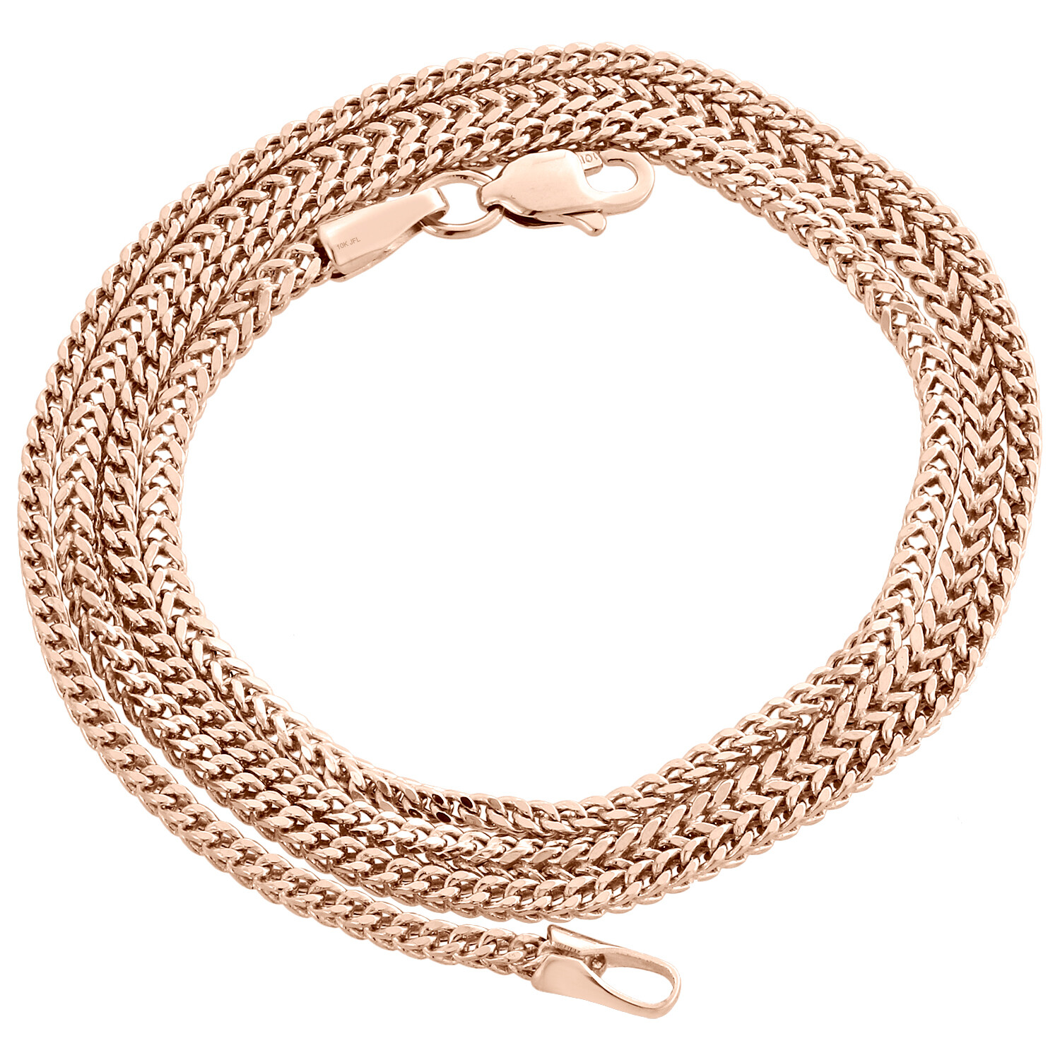 Real 10K Rose Gold 3D Hollow Franco Box Link Chain 2mm Necklace 18 – 26 Inches