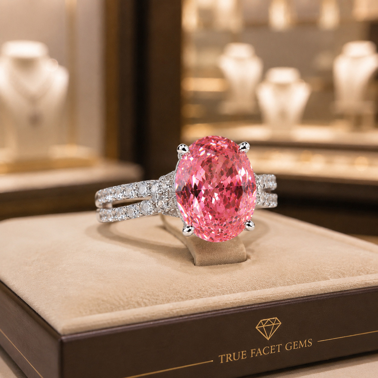 Natural Pink Sapphire & Diamond Wedding Gift Ring 14k White Gold 6 (Import Free)