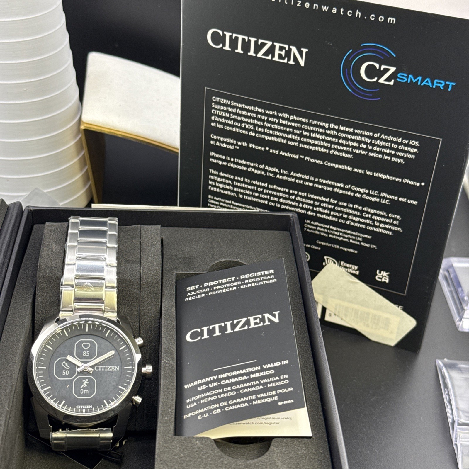 Citizen JX2010-55E CZ Smart Hybrid Men Watch Black Dial Silver Steel Bracelet