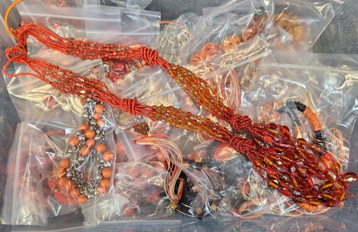 Jewelry Wearable Orange Collection 5 Lbs Lot #692 See Description