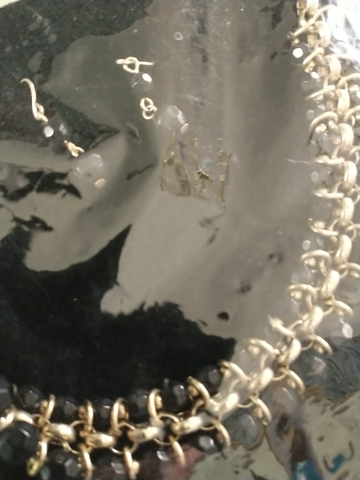 New Bijoux Terner black & gold necklace with matching pierced earring set