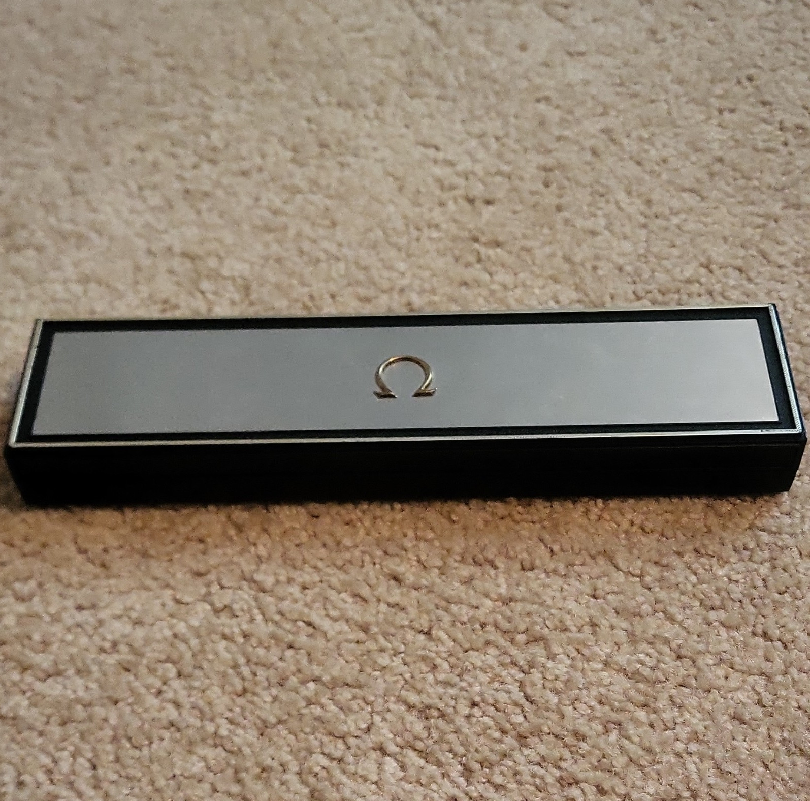 OMEGA Single Watch Presentation Box Case, Black/Gray w/ White Interior