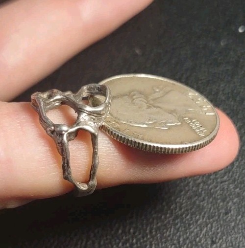 3.2 Grams Sz 5.25 Abstract Gothic Punk Sterling Silver 925 Ring