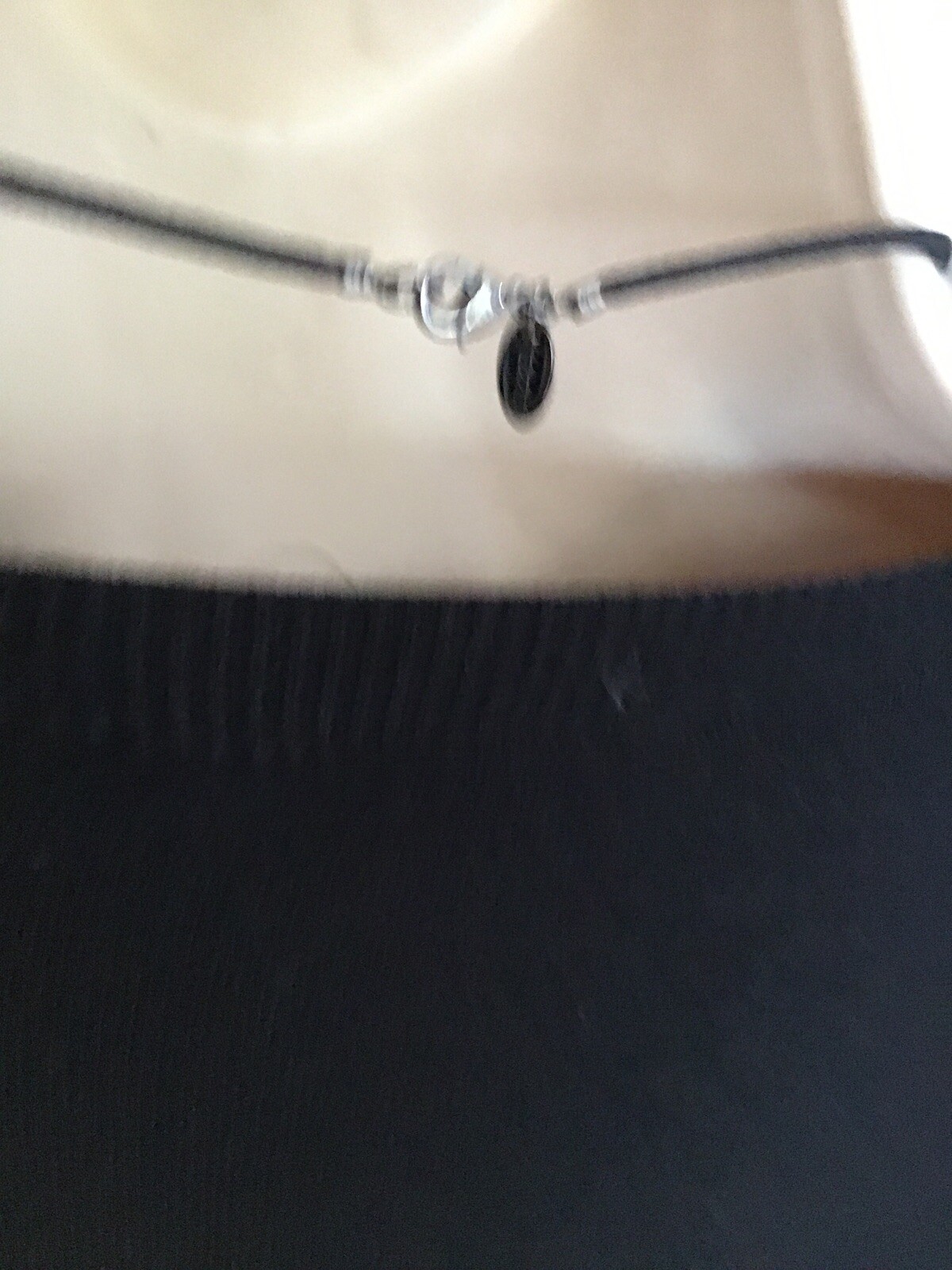 NEXT Necklace Diamanté & Beads on black Cord Lovely 36cm F1