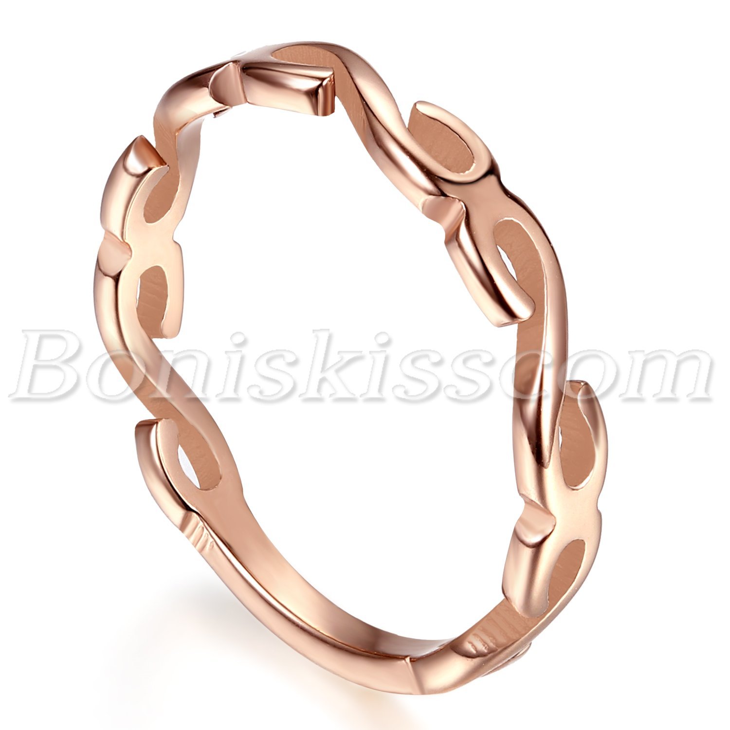 Womens Charm Thin Stainless Steel Hollow Love Infinity Symbol Ring Band Size 3-9
