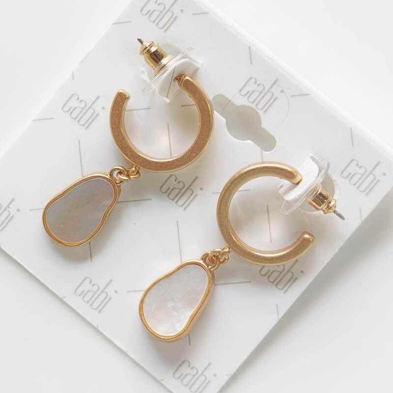 New Cabi Shell Drop Hoop Earrings Gift Vintage Women Party Holiday Show Jewelry