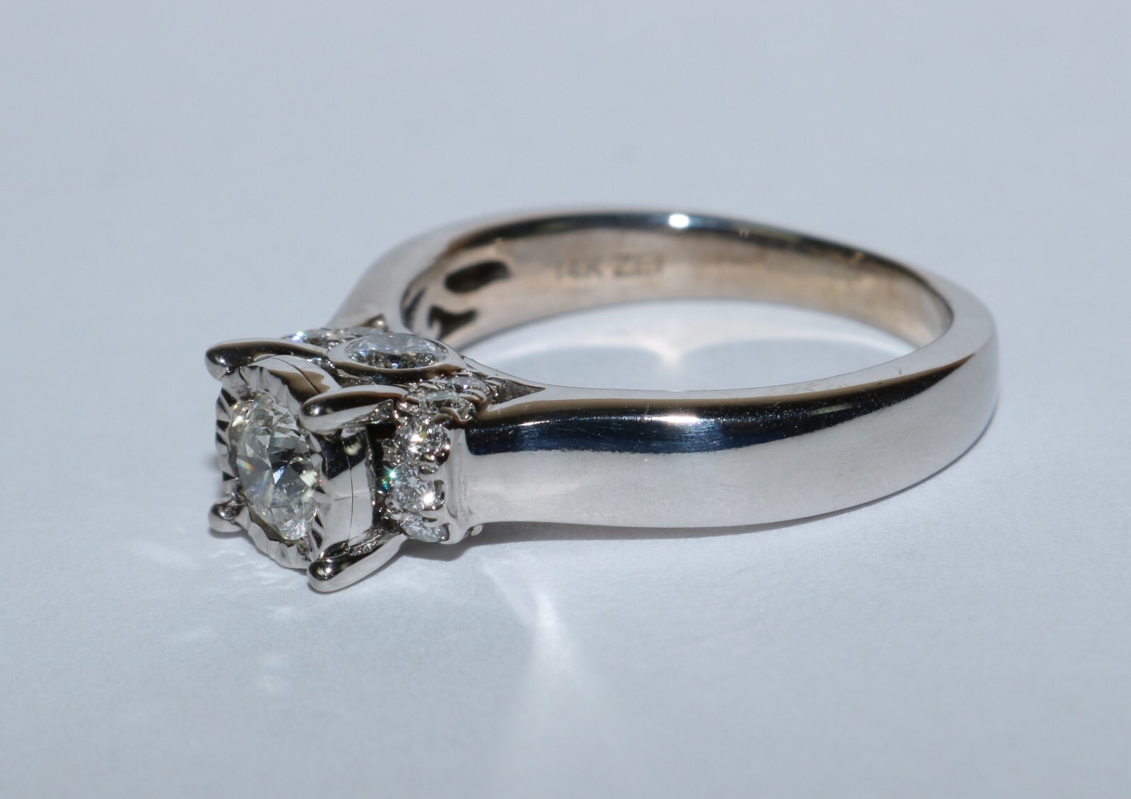 ESTATE 1.00 tcw Natural Diamond Solid 14K White Gold Custom Ring 6.2g