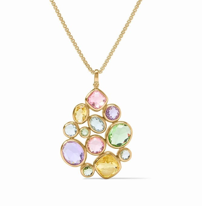 Julie Vos Kaleidoscope Statement Pendant Multi Stone /Bahamian Blue