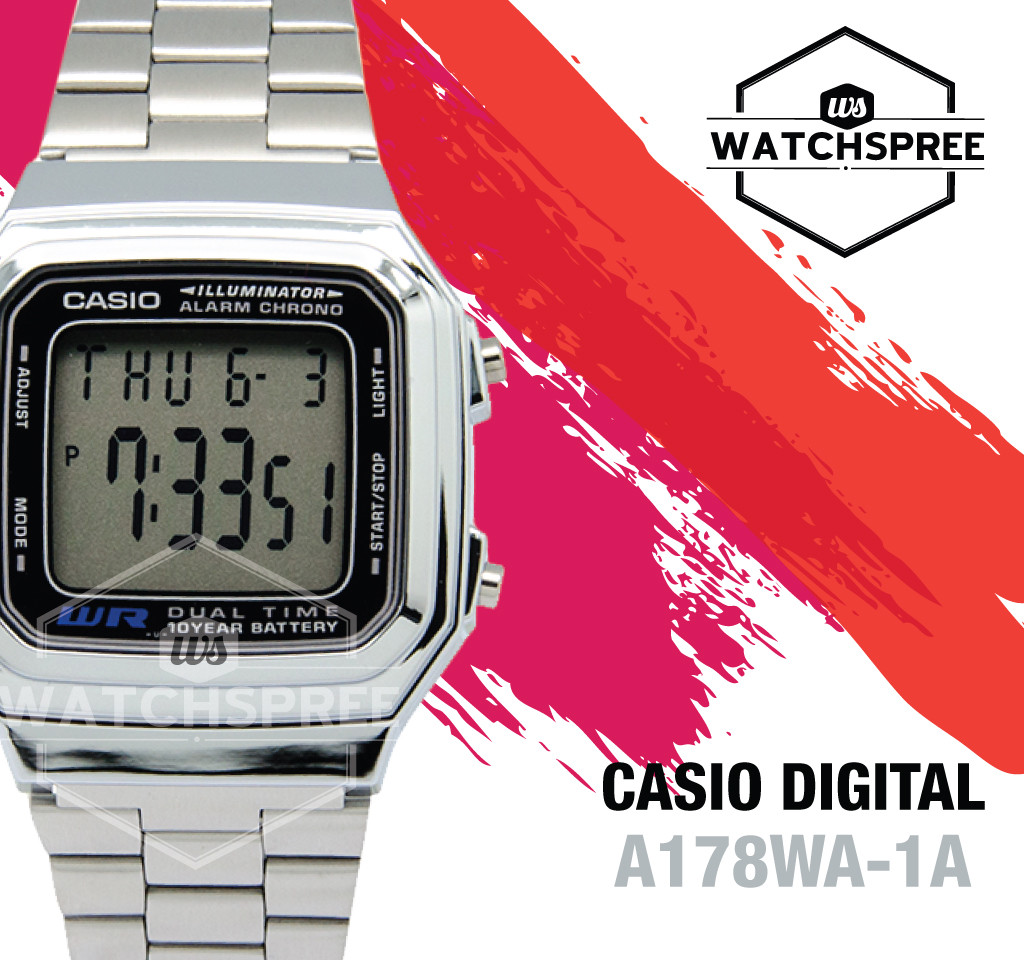 Casio Digital Watch A178WA-1A