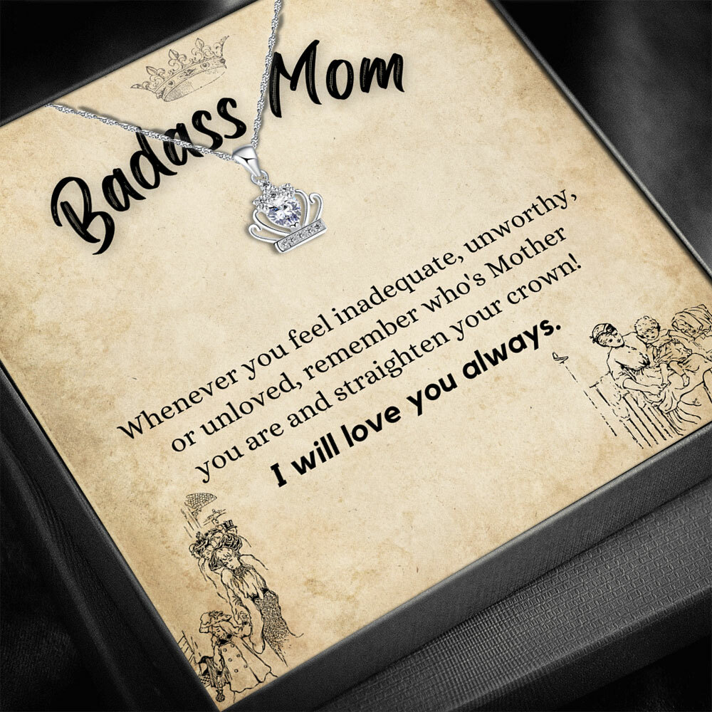 To My Mom Necklace, 925 Silver crown Necklace, Mother’s day gift from kids.
