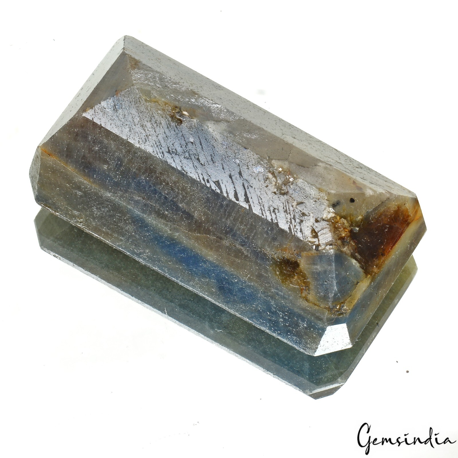 630 Ct Natural Blue Gray Untreated Sapphire Octagon Cut Pendant Size Gemstone