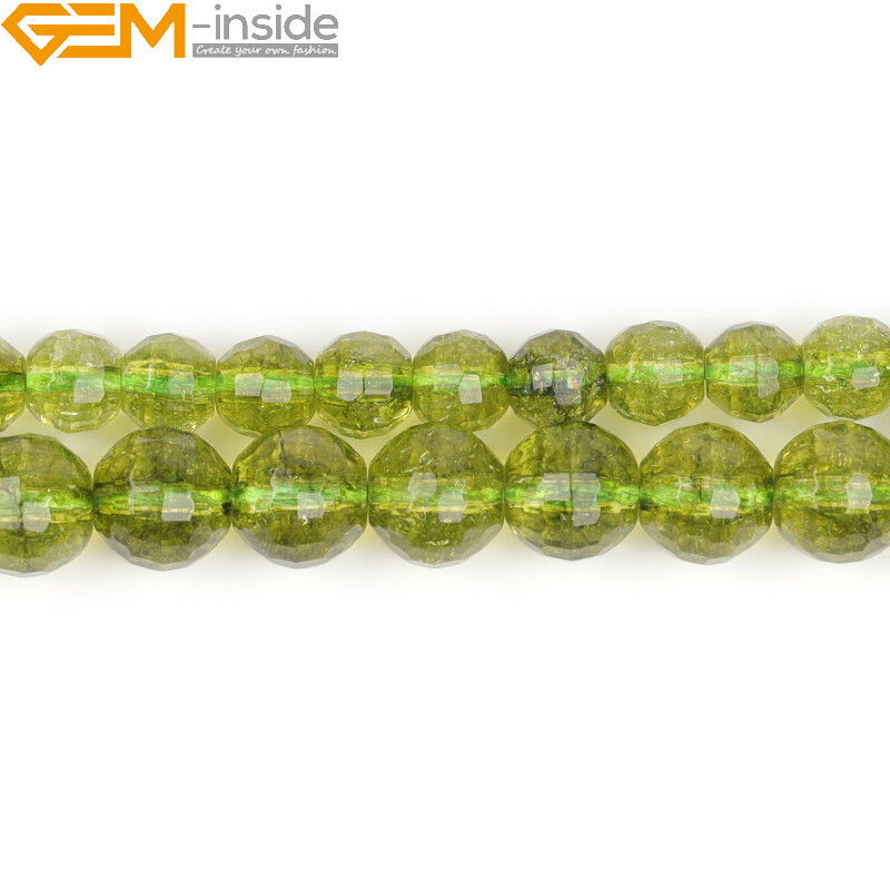 Faceted Gemstone Green Peridot Loose Beads For Jewelry Making Strand 15″In Lots