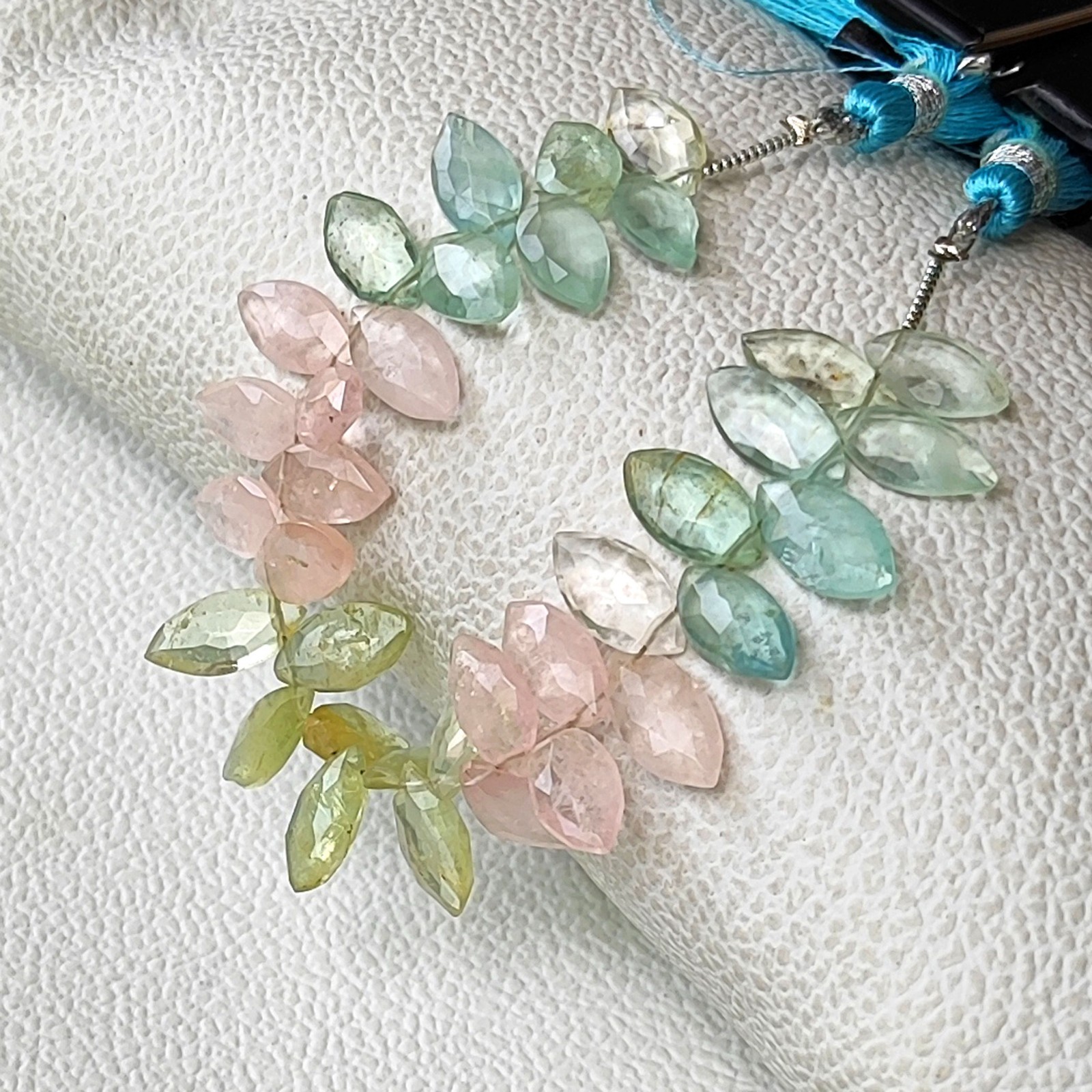 Natural Multi Beryl Faceted Marquise Beads 10-11mm 5″ Strand Brazil Gemstone DIY