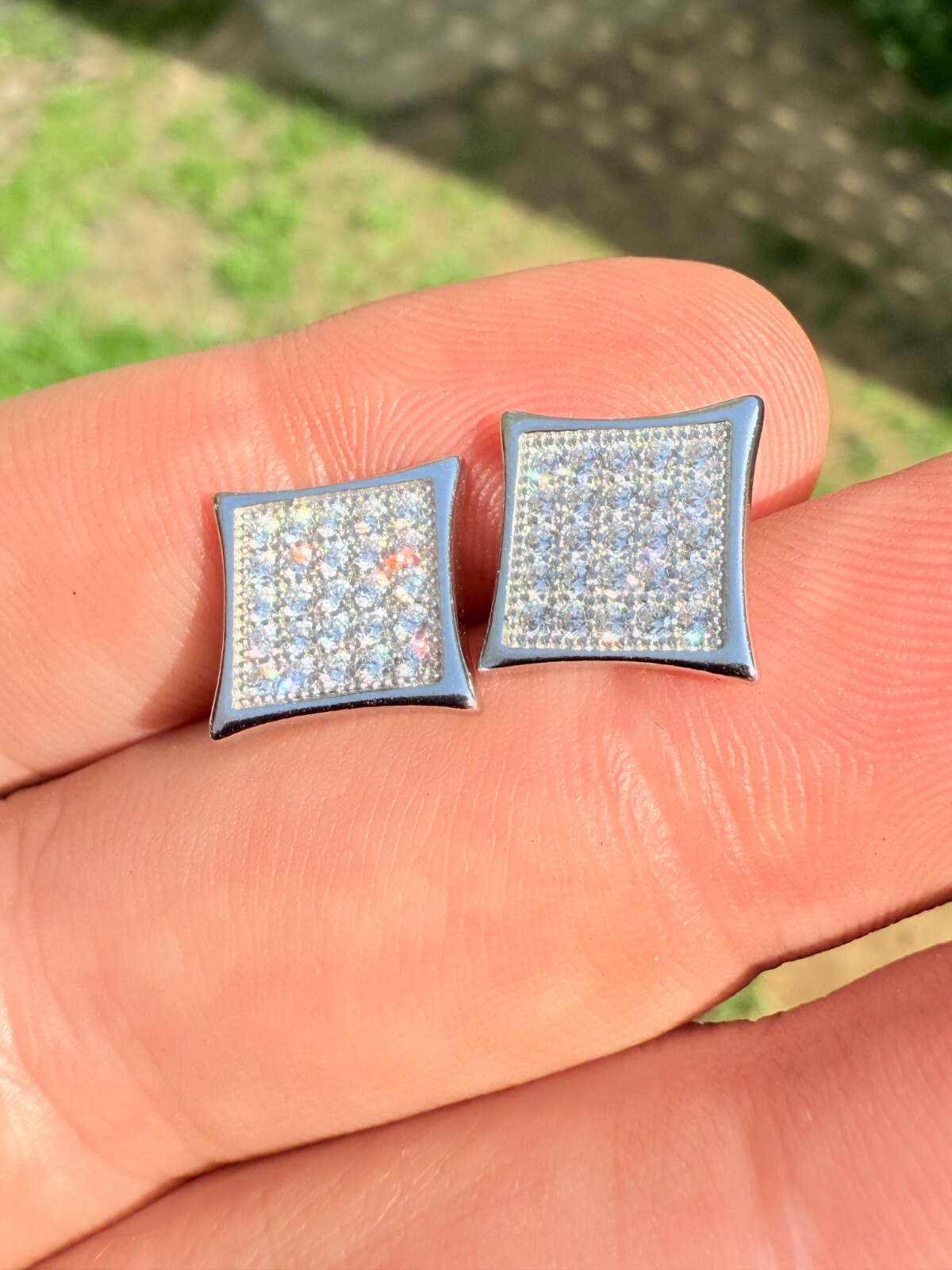 Real 925 Sterling Silver Kite Earrings Iced CZ Screwbacks 11mm – WHOLESALE DEAL