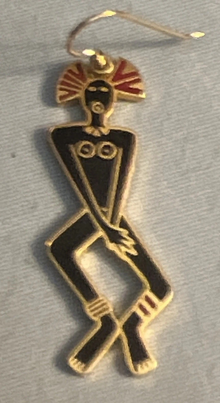 Vtg NOS Enamel Figural Dancers Male & Female Dangle Earrings Signed T346