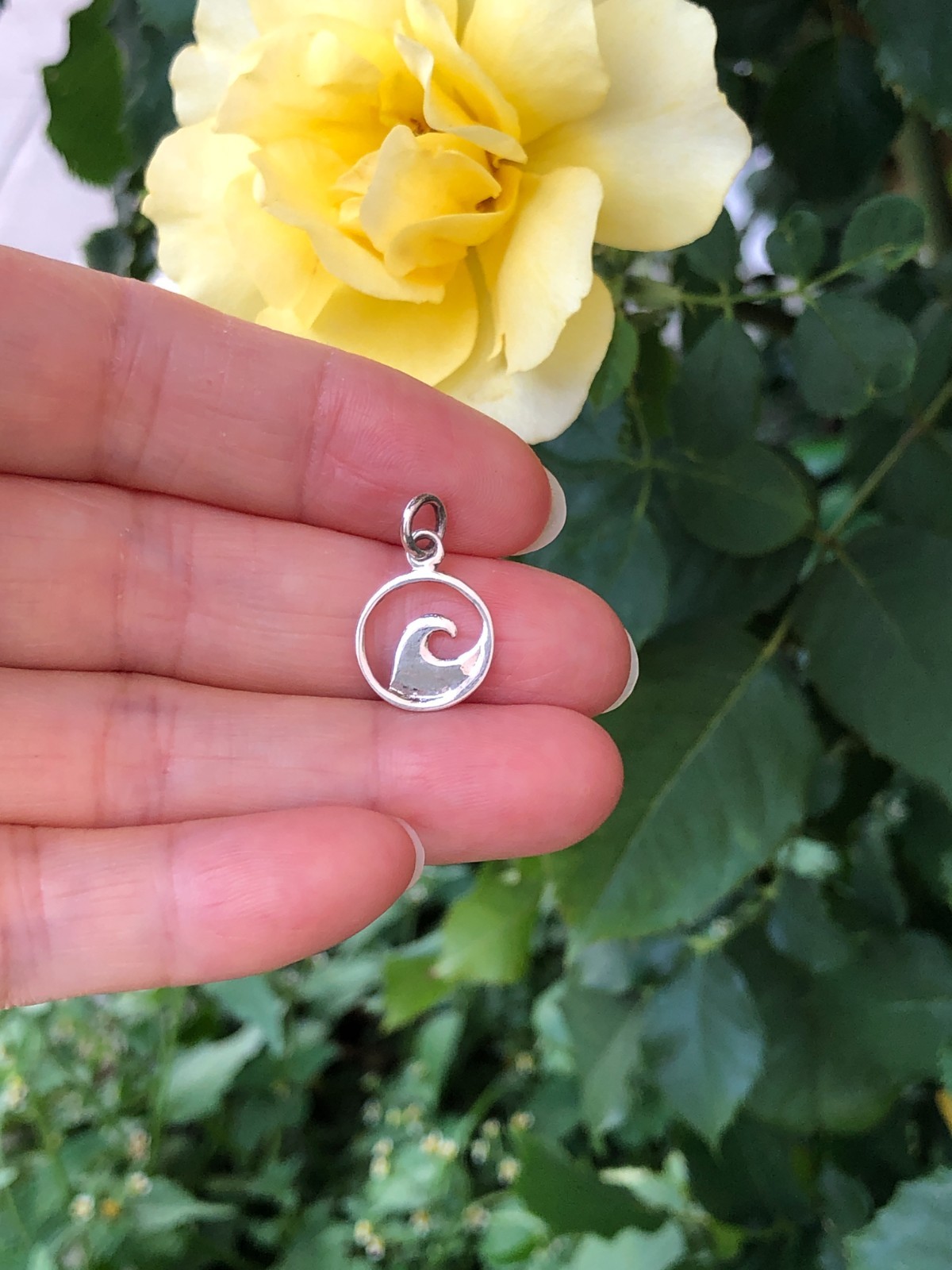 925 Sterling Silver Ocean Wave Pendant TINY Charm Women 11.8mm(0.46″)/19mm0.75″