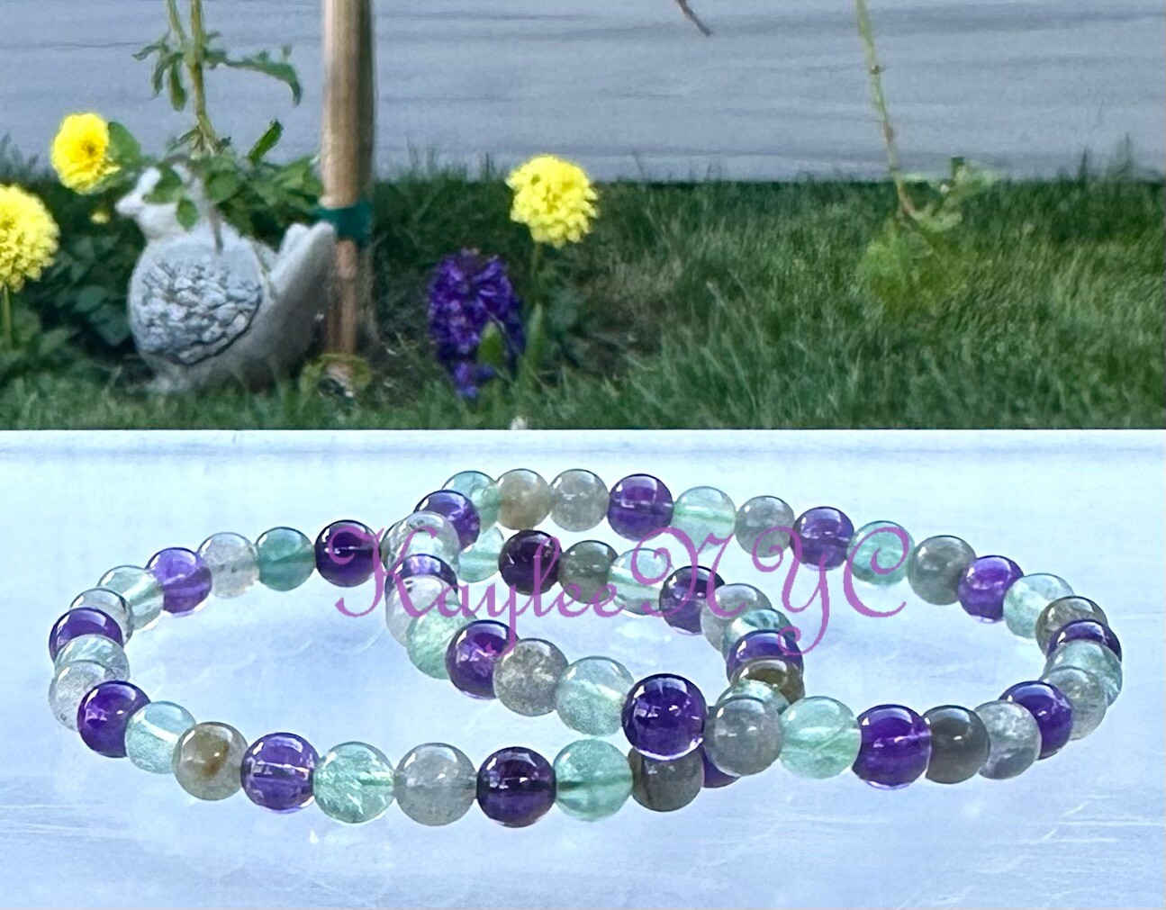 Wholesale 6 Pcs Crown Chakra 6mm 7.5” Crystal Healing Stretch Bracelet