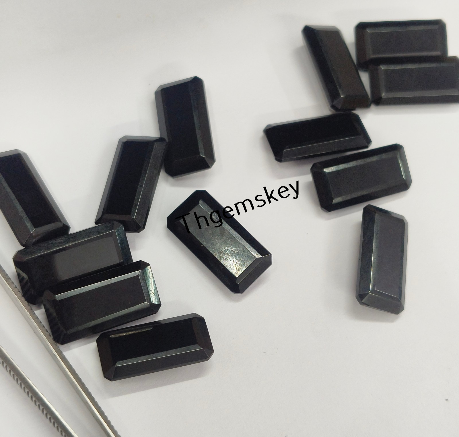 Natural Black Onyx Faceted Cut Long Octagon Shape Gemstone 6x12mm-15x30mm