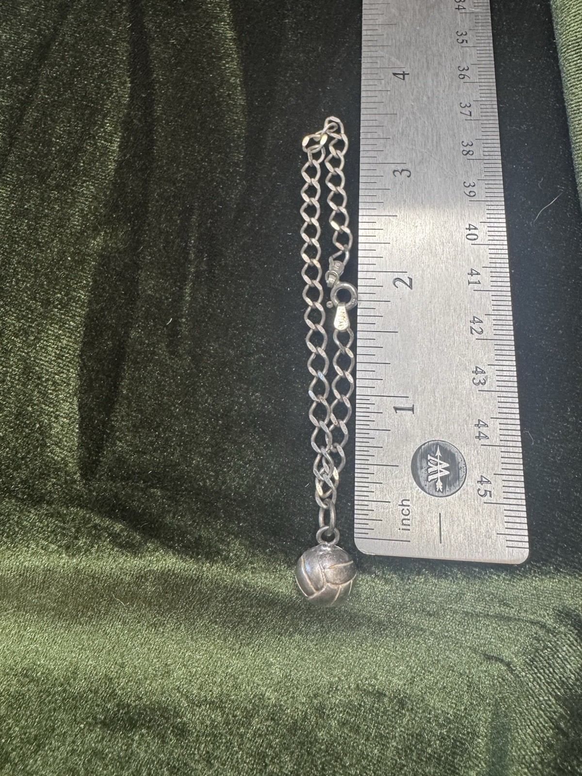 925 Italy Cable Chain Charm Bracelet Dangle Sports Charm 7.6-8 in