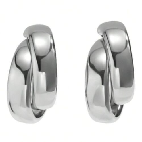 Silver Wide Hoop Earrings Women Stainless Steel