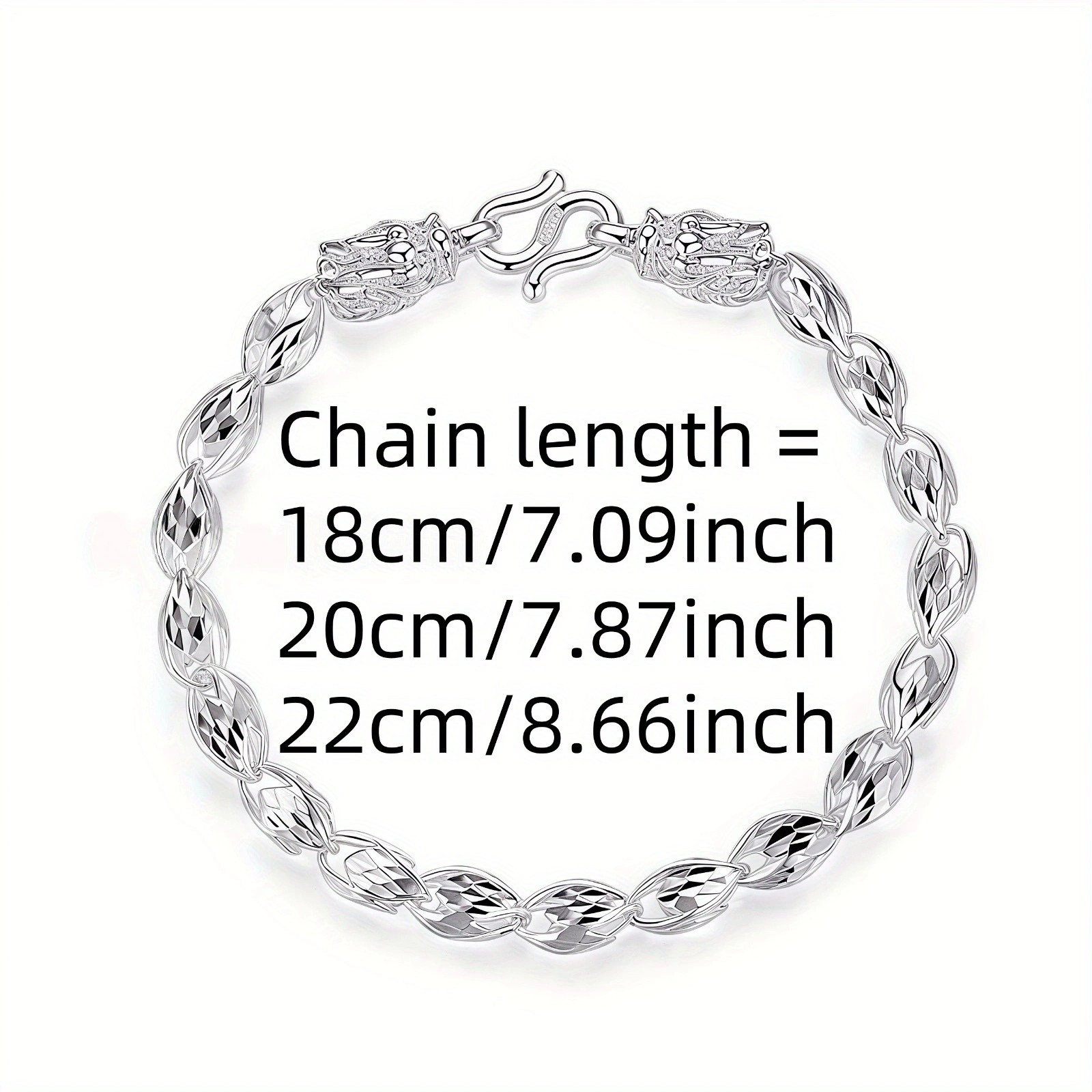 Double Dragon Head Link Bracelet – Silver Plated Chinese Dragon Toggle Vintage L