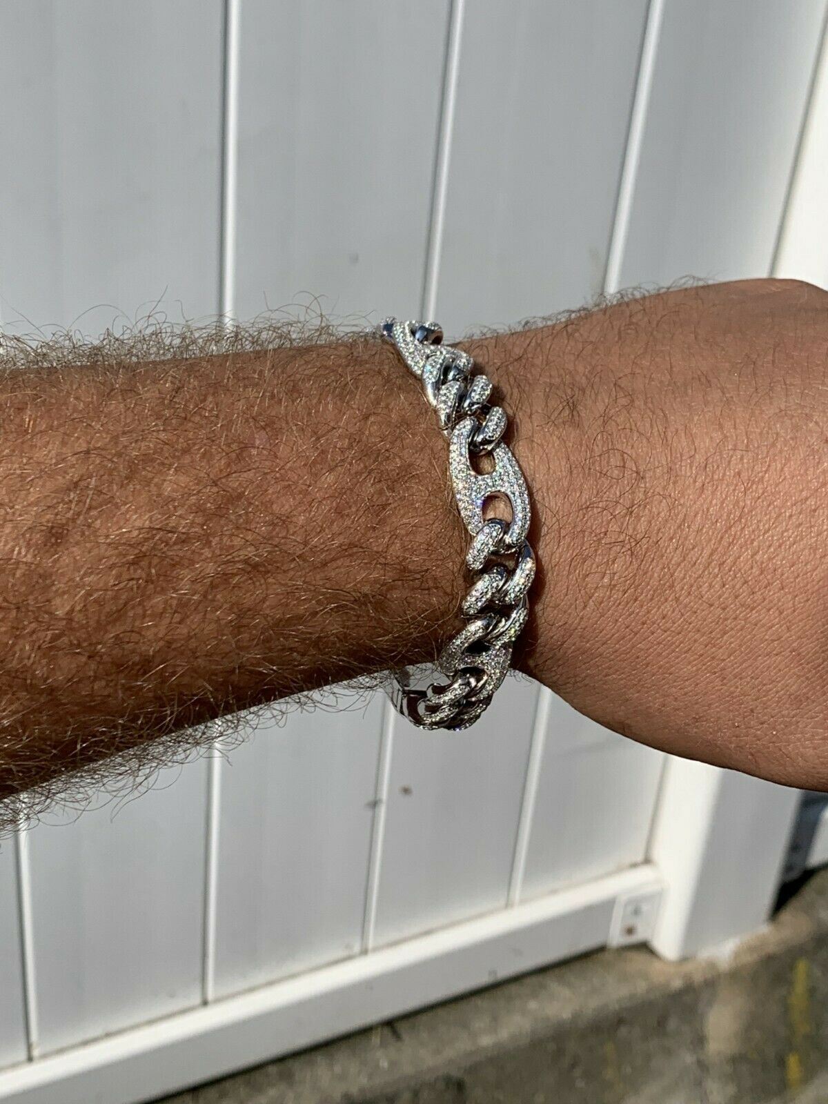 Mens Miami Cuban Iced Gucci Link Bracelet Solid 925 Silver Hip Hop CZ Hip Hop