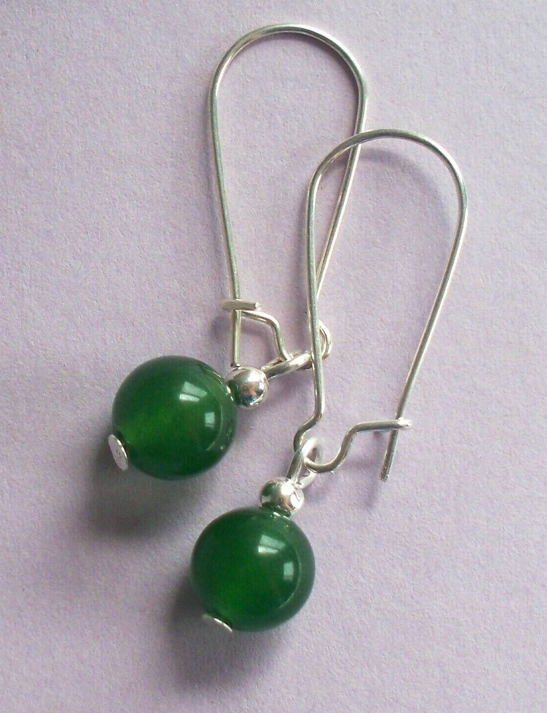 GREEN or CORAL “peachy pink” JADE Kidney Wire earrings handcrafted CHOOSE #450-5