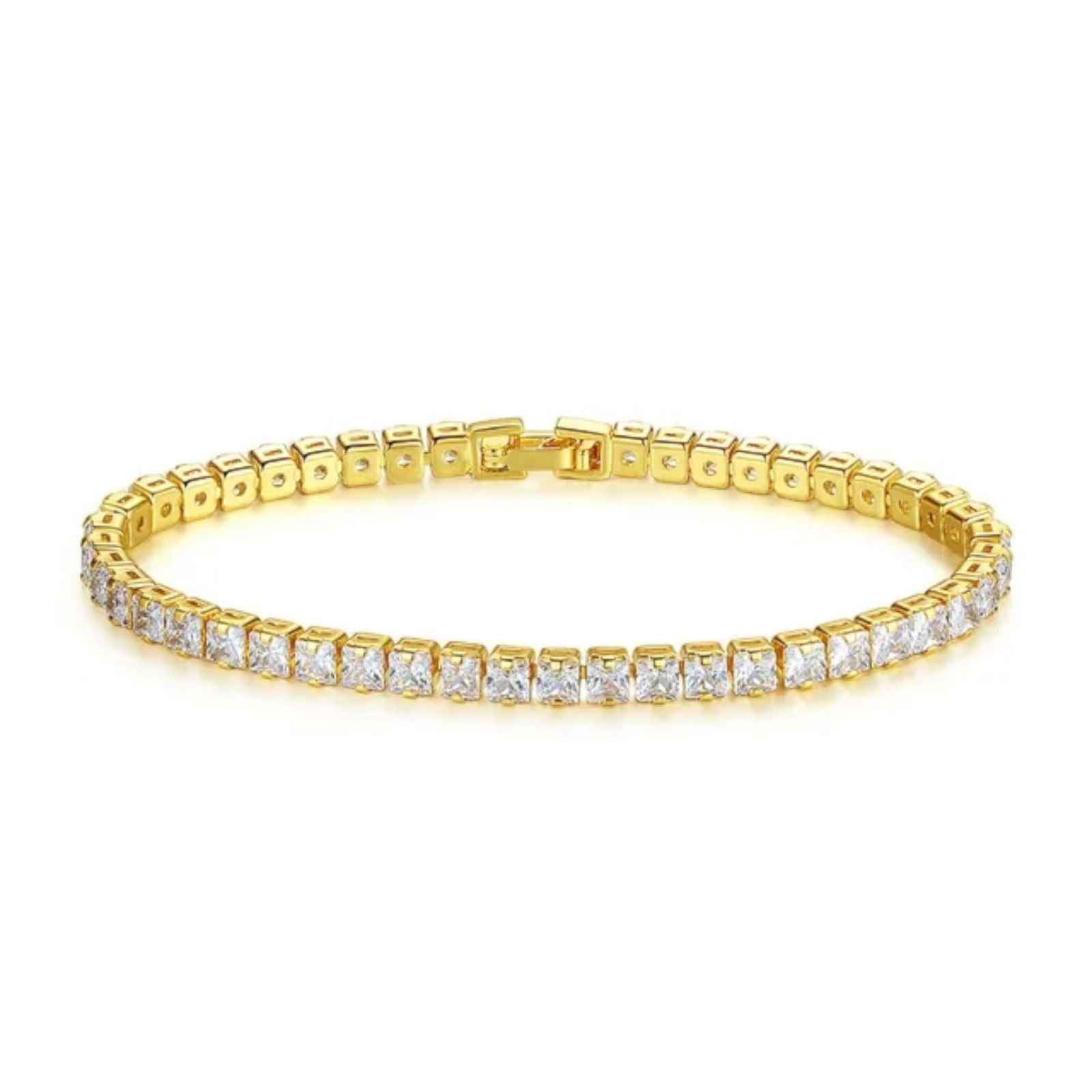 Tennis Bracelet With Cubic Zirconia Hip Hop Jewelry Unisex Gold Plated For Women