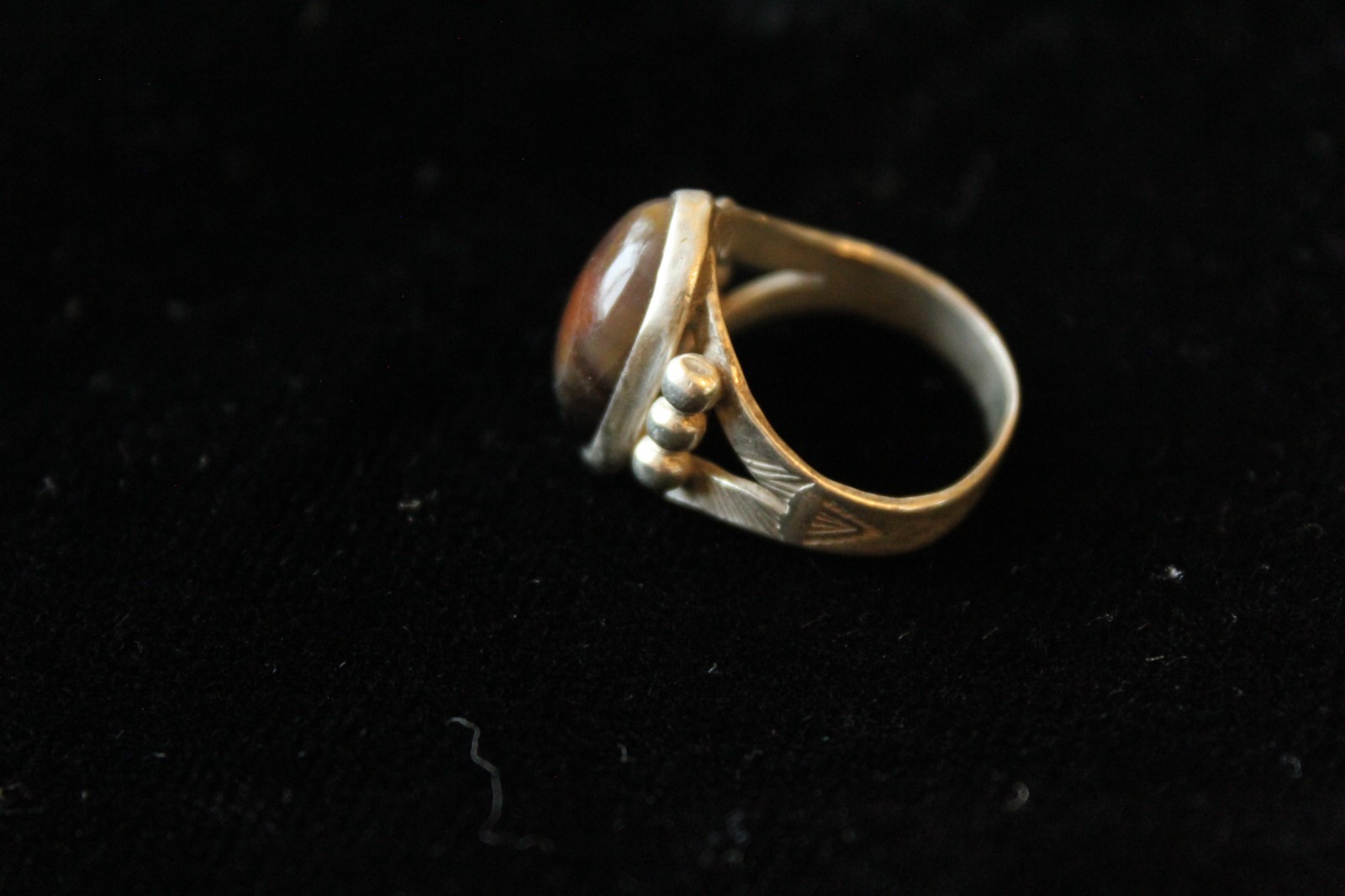 Sterling Silver Agate Vintage Ring